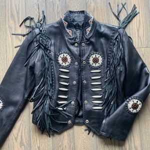 Leather Western Fringe Jacket